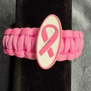 Pink Paracord Bracelet Breast Cancer‎ Awareness Ribbon Buckle